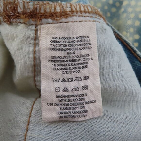 Free People Womens 24 Blue Bleached Dotted Swirl Flare Denim Jeans Pants Pockets - Picture 10 of 13